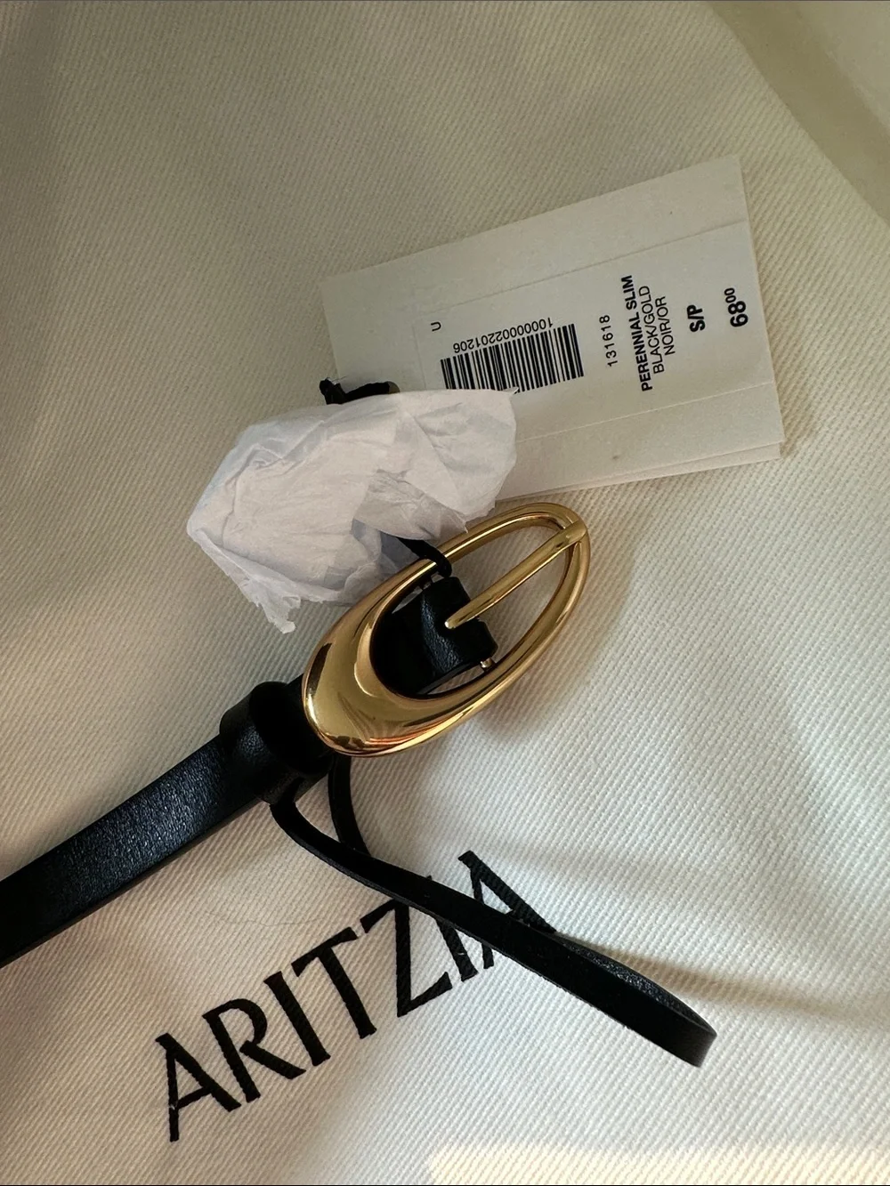 Aritzia Black Slim Leather Belt
